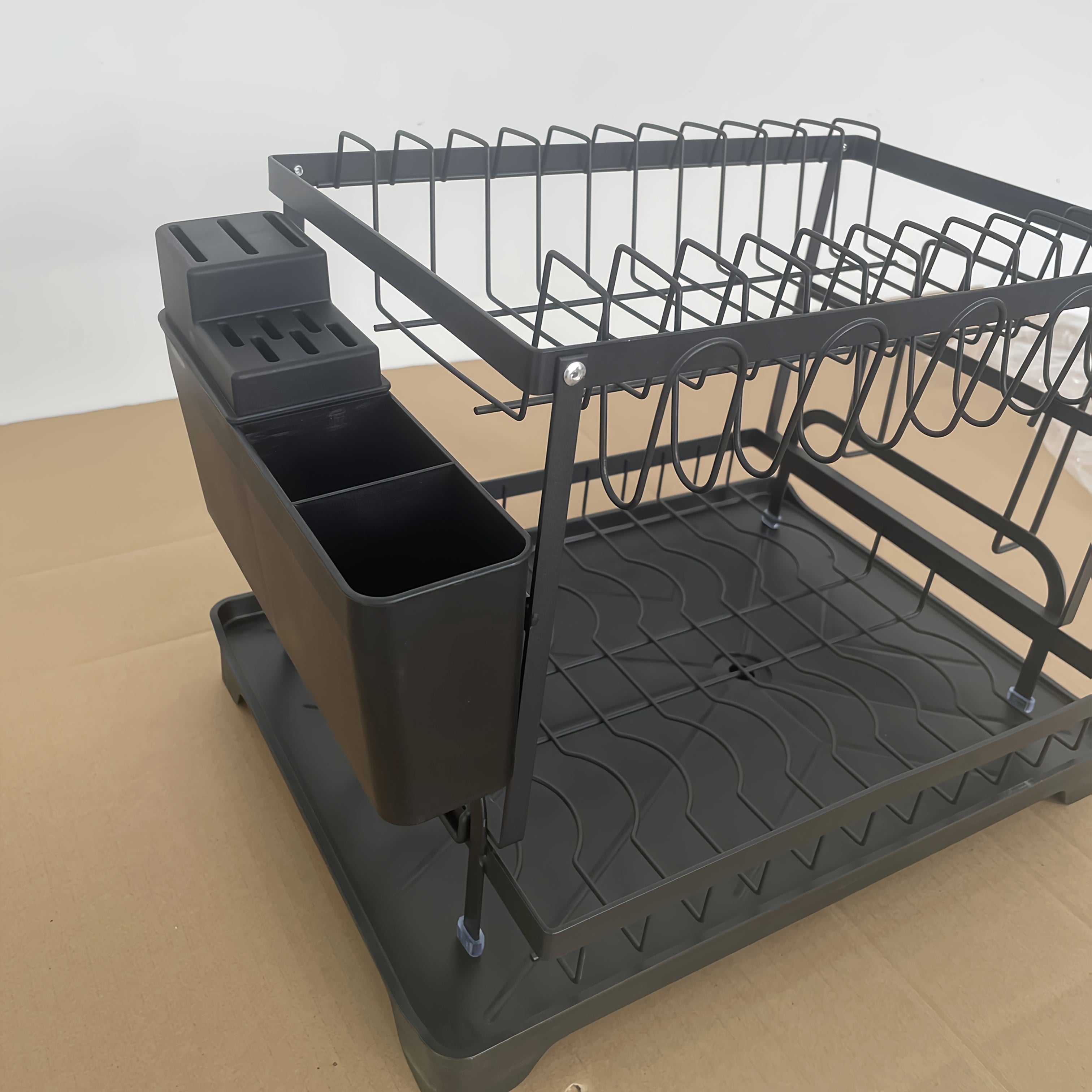 2-Tier Dish Drying Rack X-Large Stainless Steel Dish Rack For Kitchen Counter DishRack With Drainboard - Detachable, Carbon Steel Kitchen Organizer For Dishes, Cups &Cutlery Space-Saving Kitchen Organizers And Storage