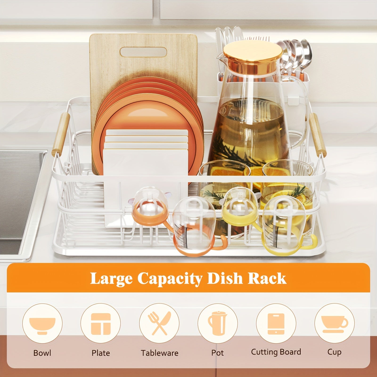 Expandable Dish Drying Rack Over The Sink Adjustable Dish Rack In Sink Or On Counter Dish Drainer With Utensil Holder Rustproof For Kitchen