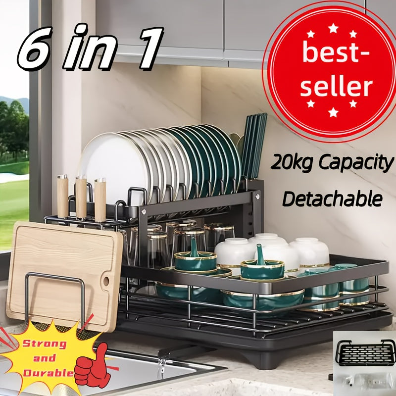 Drainboard Dish Drying Rack, Multifunctional Dish Rack, Kitchen Dish Drying Rack with Cutlery Storage Holder for Kitchen Counter