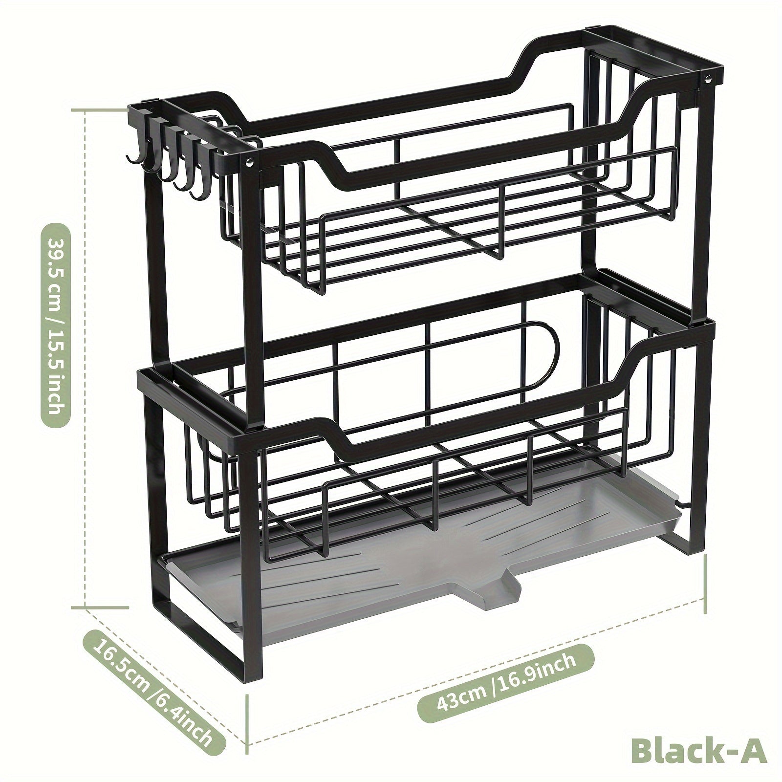 Space-Saving Dish Rack with Drain Tray, Hooks & Utensil Holders - Multifunctional Kitchen Organizer for Dishes, Cups, Knives, Forks & Chopsticks