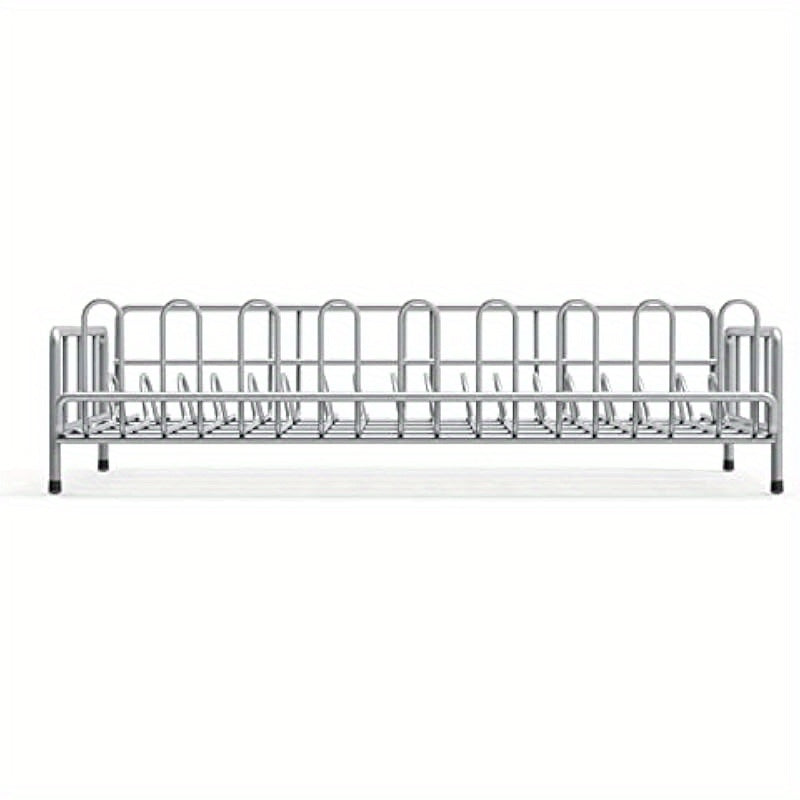 Large Capacity Rustproof Metal Dish Drying Rack with 18 Dish Slots & 9 Mug Hooks - Foldable Space-Saving Design, Non-Slip Rubber Feet, No Assembly Needed for Kitchen Countertop or Cabinet Storage (16.38x12.59x4.72 Inches), Kitchen Dish Drying Rack,