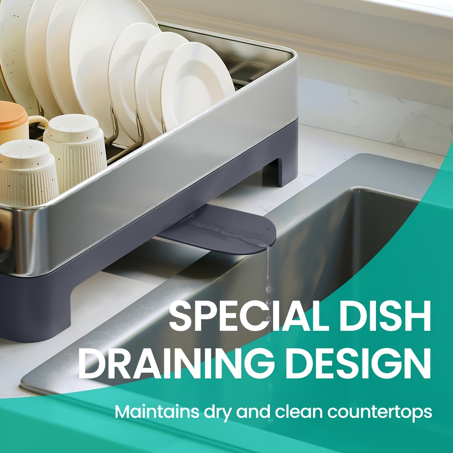 [Heavy-Duty Dish Drying Rack] Extra Large Heavy-Duty Dish Drying Rack with Rotatable Spout & Drainboard - 12.5x22.5 Inch Space-Saving Kitchen Organizer, Dish Drainer with Utensil, Cup, Glass, Cutting Board, Pan Holders - Fits Modern or Traditional
