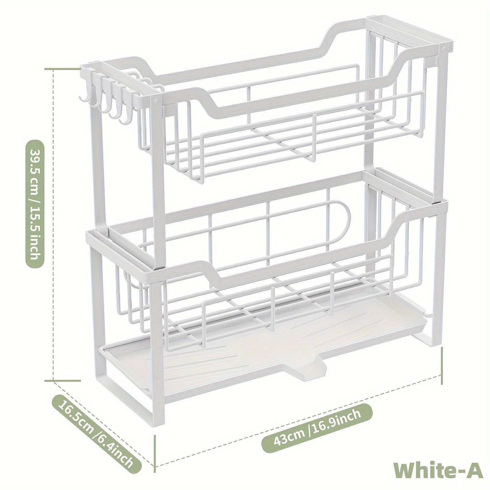 Space-Saving Dish Rack with Drain Tray, Hooks & Utensil Holders - Multifunctional Kitchen Organizer for Dishes, Cups, Knives, Forks & Chopsticks