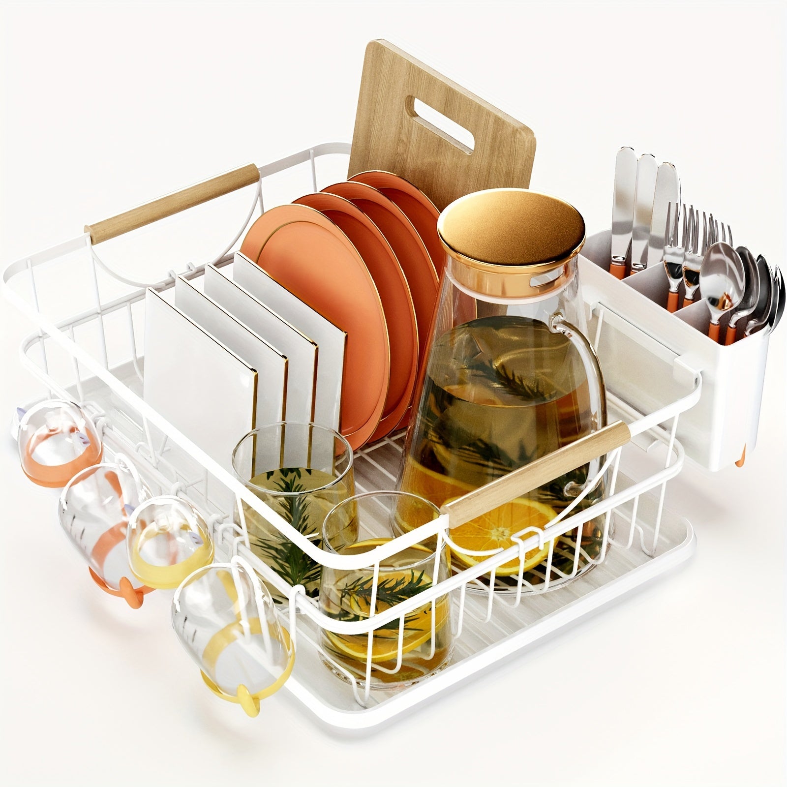Expandable Dish Drying Rack Over The Sink Adjustable Dish Rack In Sink Or On Counter Dish Drainer With Utensil Holder Rustproof For Kitchen