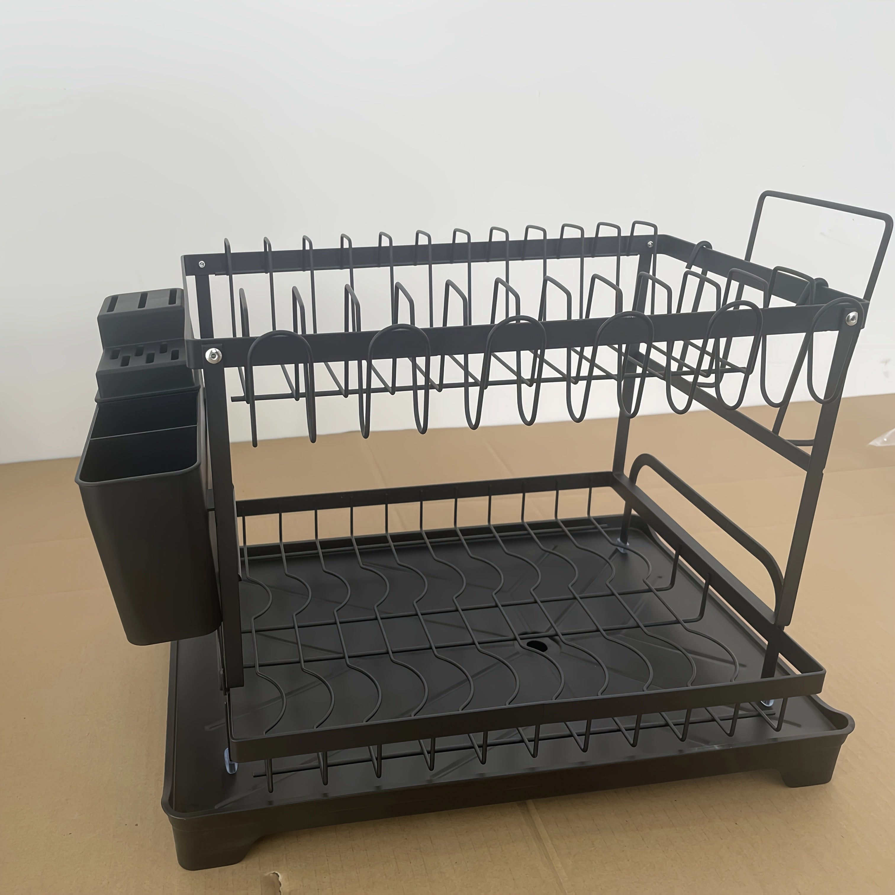 2-Tier Dish Drying Rack X-Large Stainless Steel Dish Rack For Kitchen Counter DishRack With Drainboard - Detachable, Carbon Steel Kitchen Organizer For Dishes, Cups &Cutlery Space-Saving Kitchen Organizers And Storage