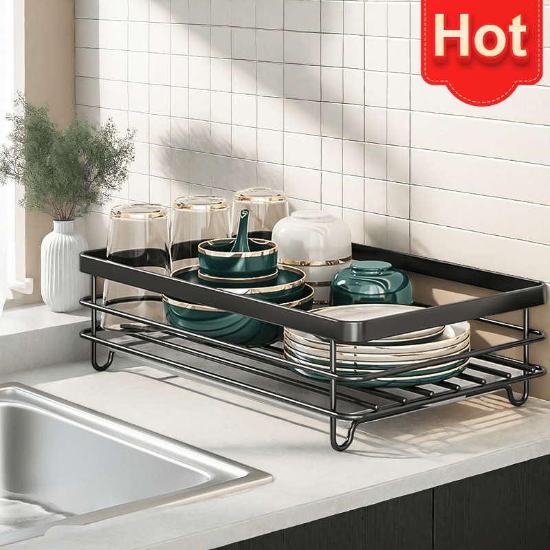 Double Dish Rack for Double Countertops Is Here! It Has a Unique 360° Drainage Function, Tableware Can Dry Quickly. The Drain Tray with The Cutlery Rack And 4 Cup Holders Is Placed Directly Above The Sink, Whether It Is a Dish Or a Cup, It Can Easily