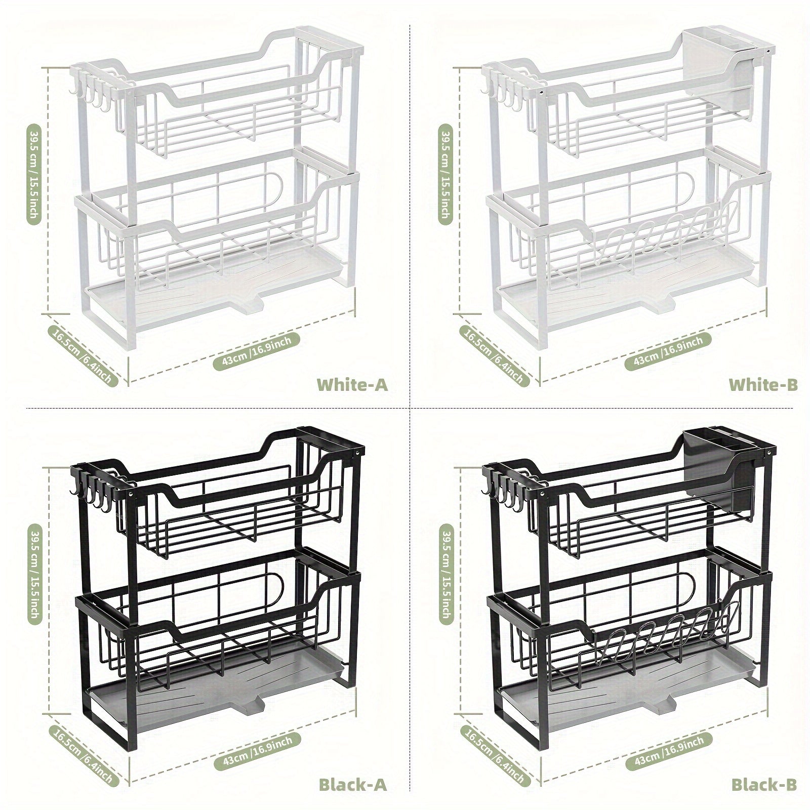 Space-Saving Dish Rack with Drain Tray, Hooks & Utensil Holders - Multifunctional Kitchen Organizer for Dishes, Cups, Knives, Forks & Chopsticks
