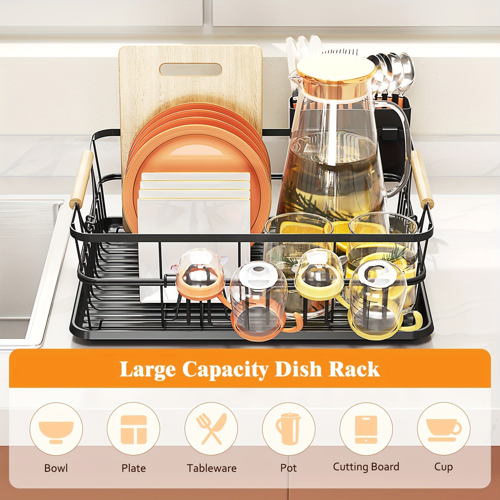 Expandable Dish Drying Rack Over The Sink Adjustable Dish Rack In Sink Or On Counter Dish Drainer With Utensil Holder Rustproof For Kitchen