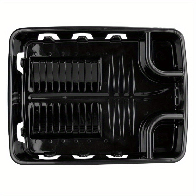 All-in-One Dish Rack and Drainboard with Inclined Base - Heavy-Duty Black Space-Saving Dish Drying Rack with 10 Plate Holders, 8 Cup Holders & Utensil Rack, Elevated Feet for Sink, Compact Design for Small Kitchens, Dishwasher-Safe & Easy Assembly, Angled